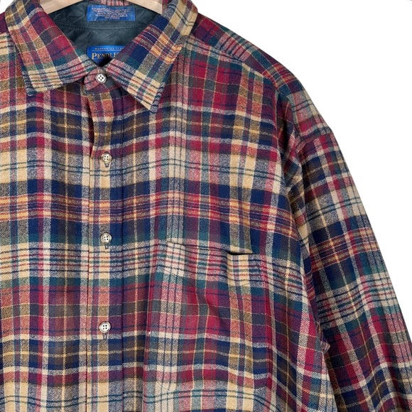 PENDLETON Vintage Plaid Virgin Wool Flannel - Picture 7 of 9